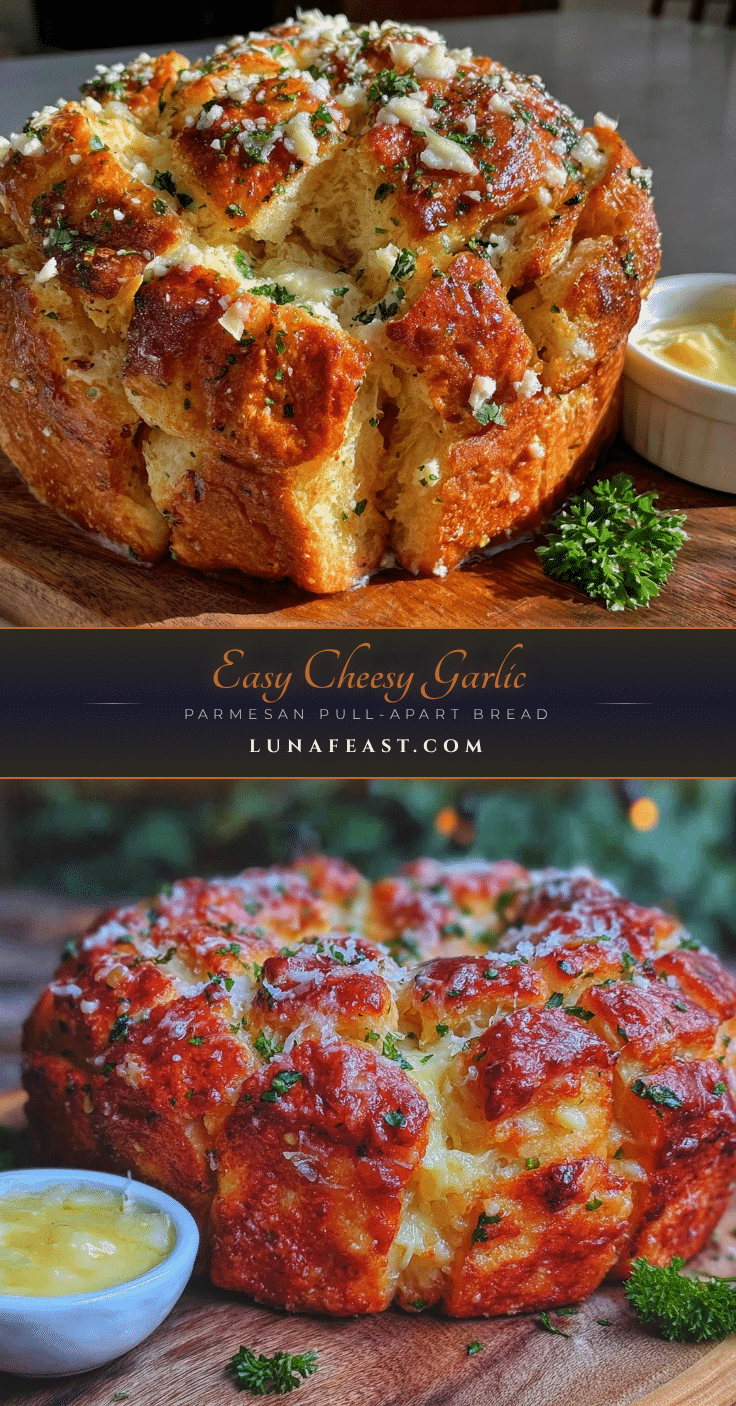 Easy Cheesy Garlic Parmesan Pull-Apart Bread recipe