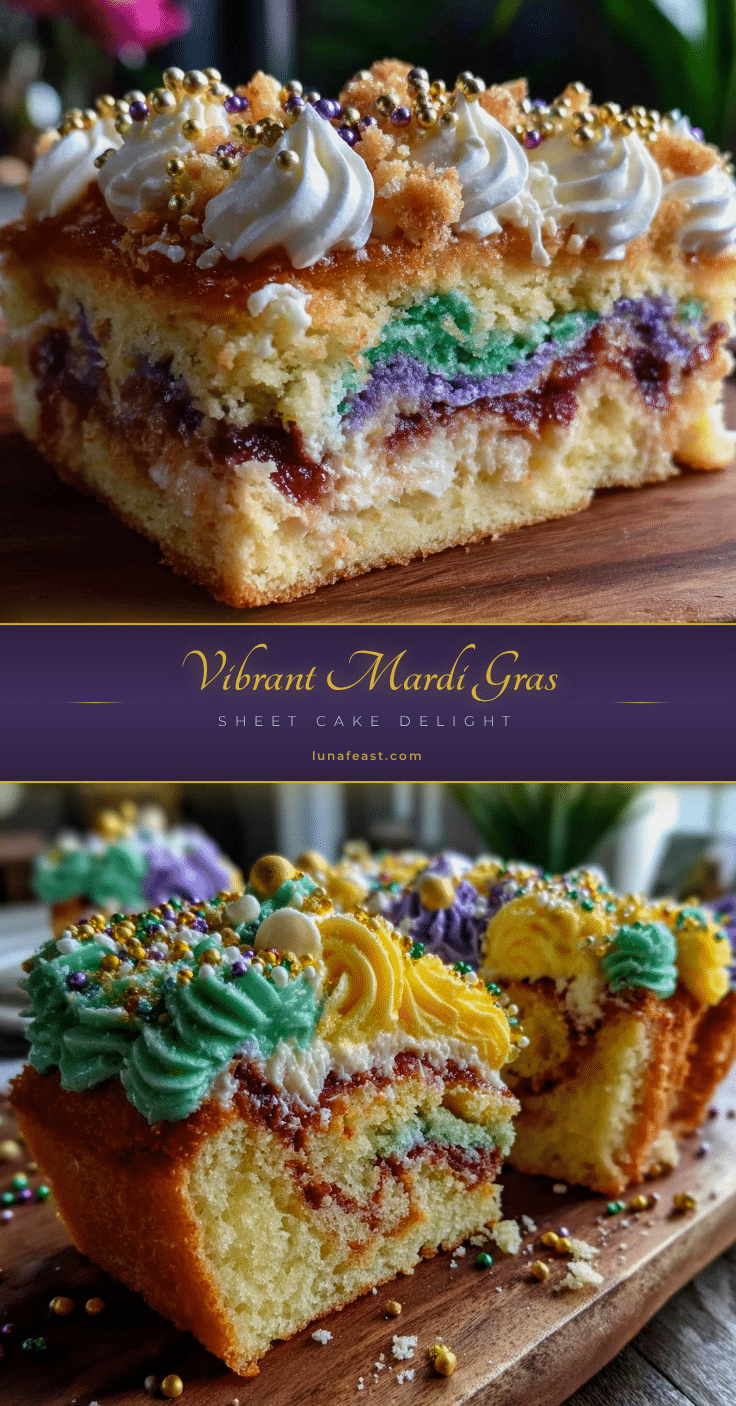 Mardi Gras sheet cake recipe
