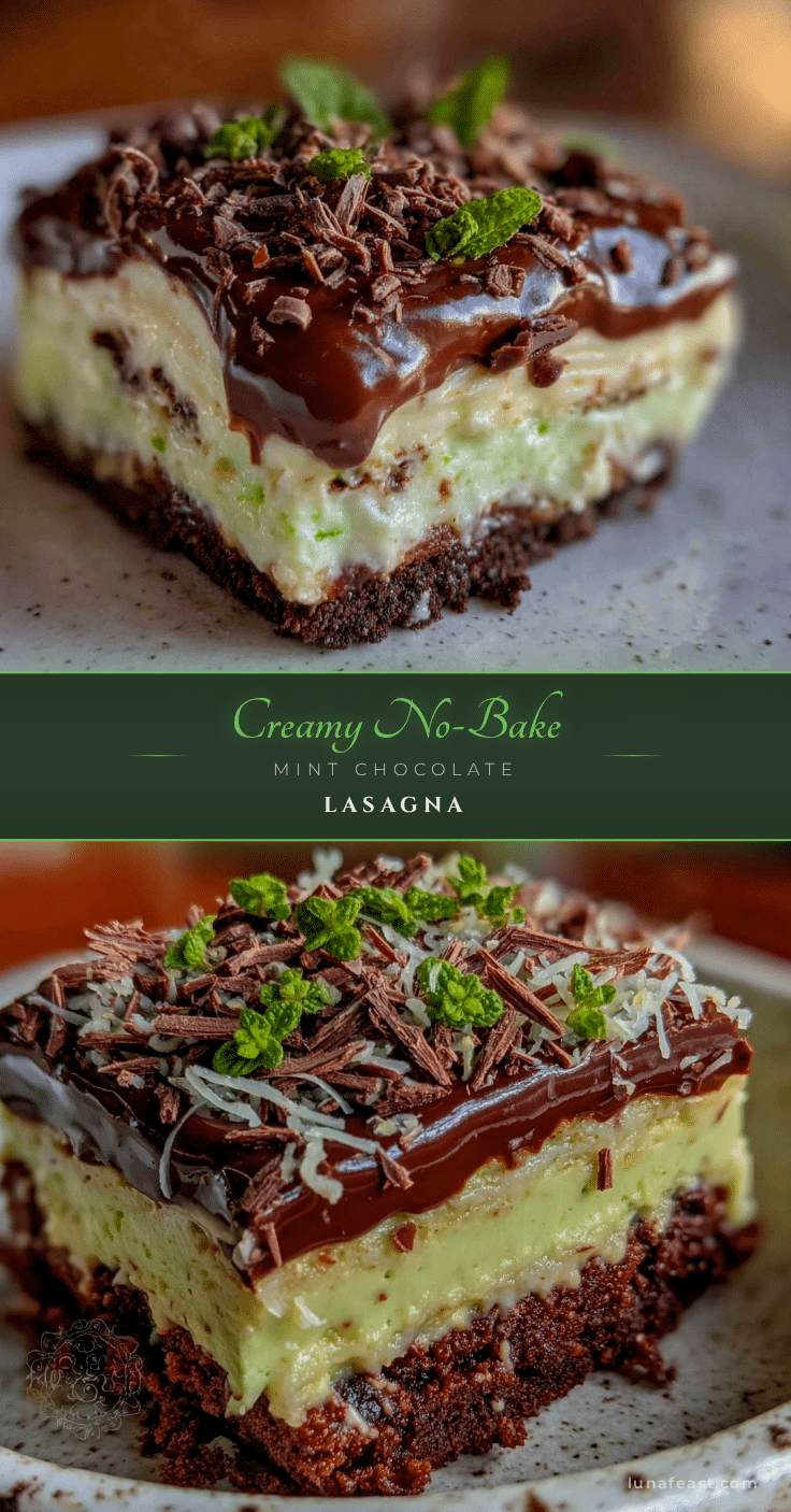 no-bake mint chocolate lasagna dessert recipe