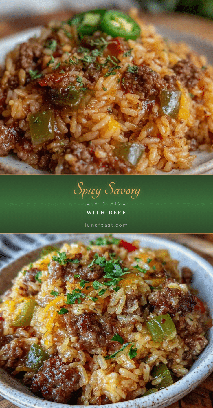 savory dirty rice with ground beef recipe