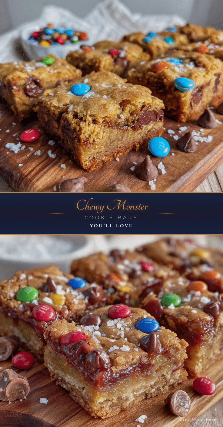 chewy monster cookie bars recipe
