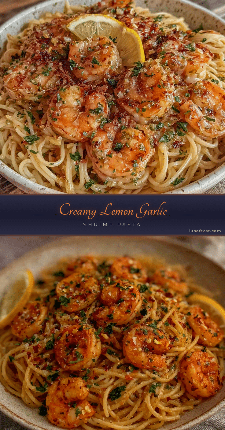 creamy lemon garlic shrimp pasta recipe