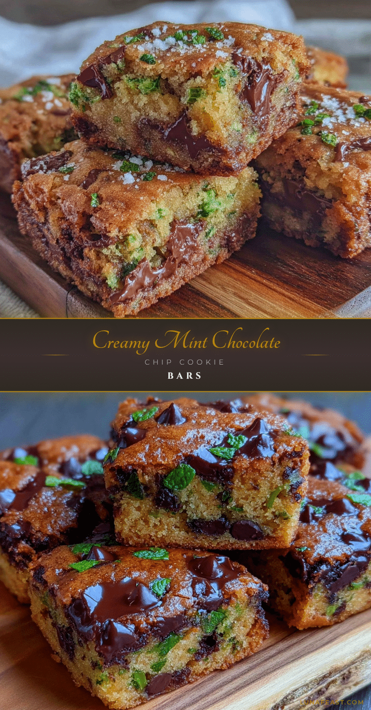 creamy mint chocolate chip cookie bars recipe