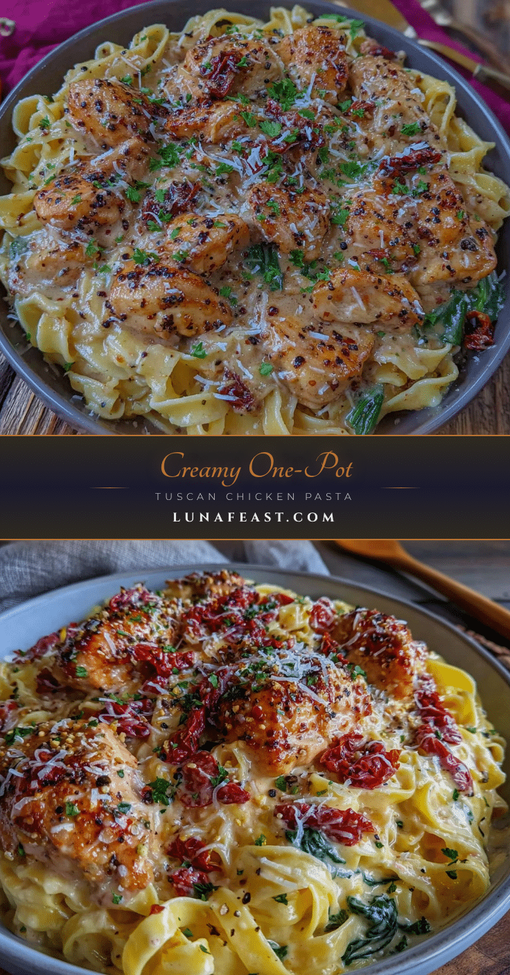 creamy one-pot tuscan chicken pasta recipe