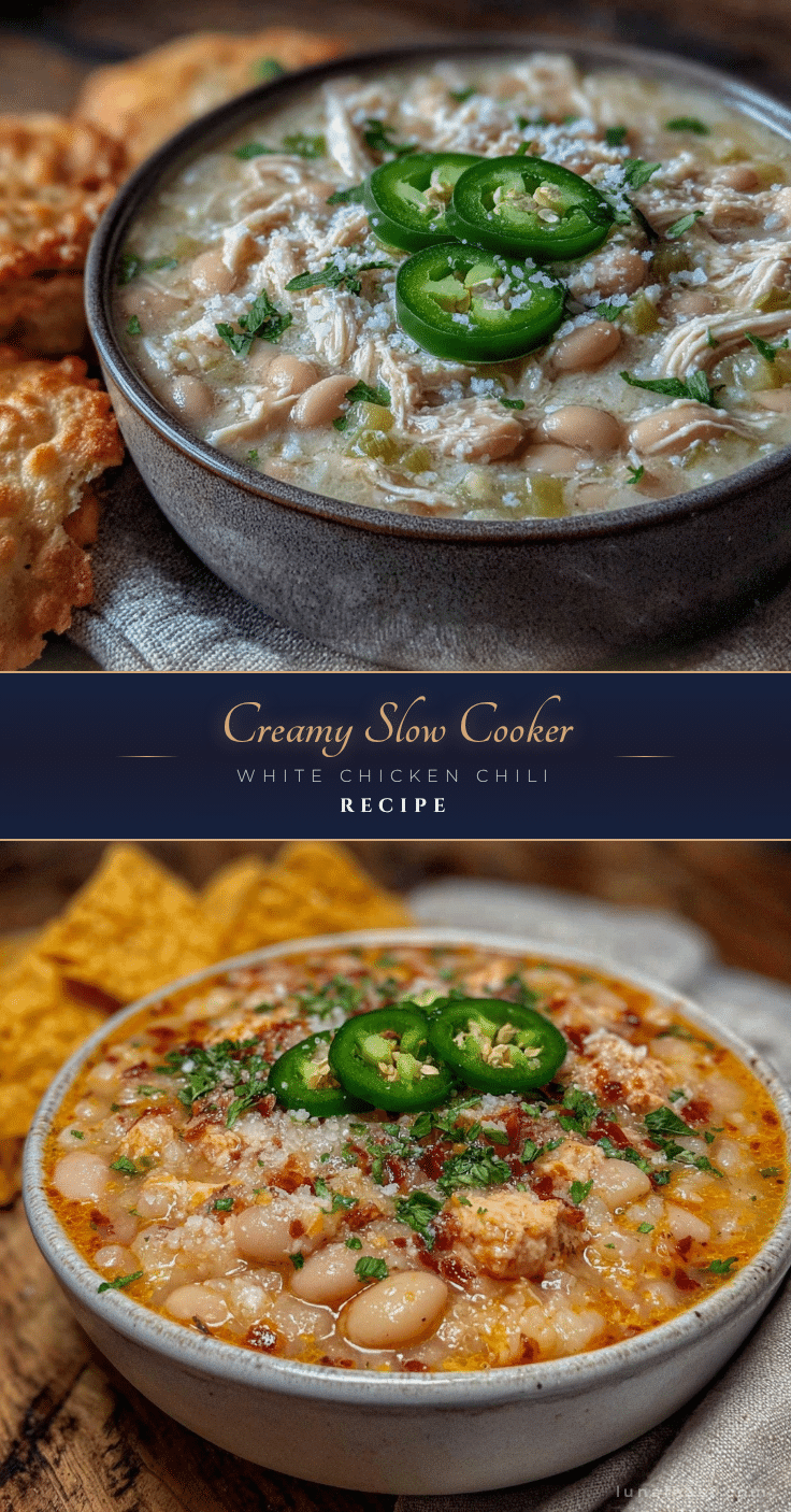 creamy slow cooker white chicken chili recipe