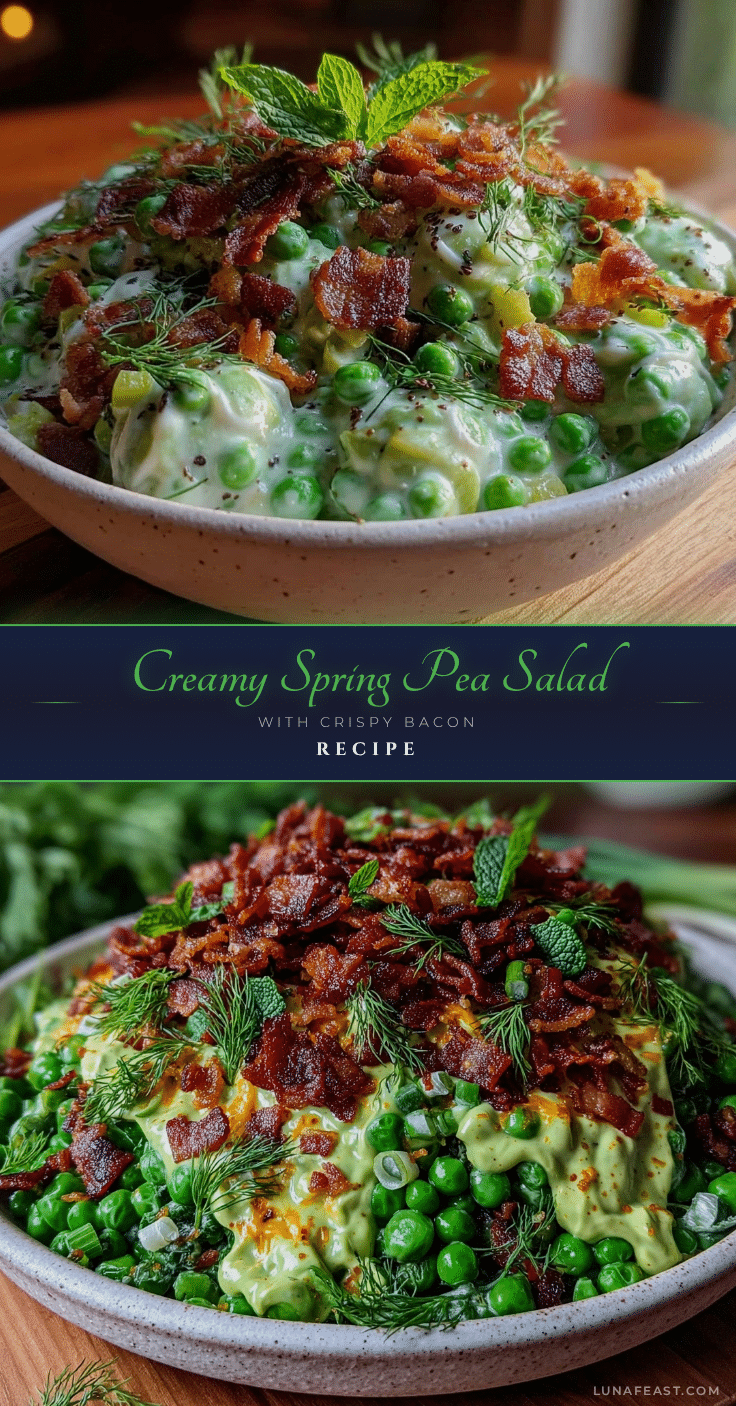 creamy spring pea salad with crispy bacon recipe
