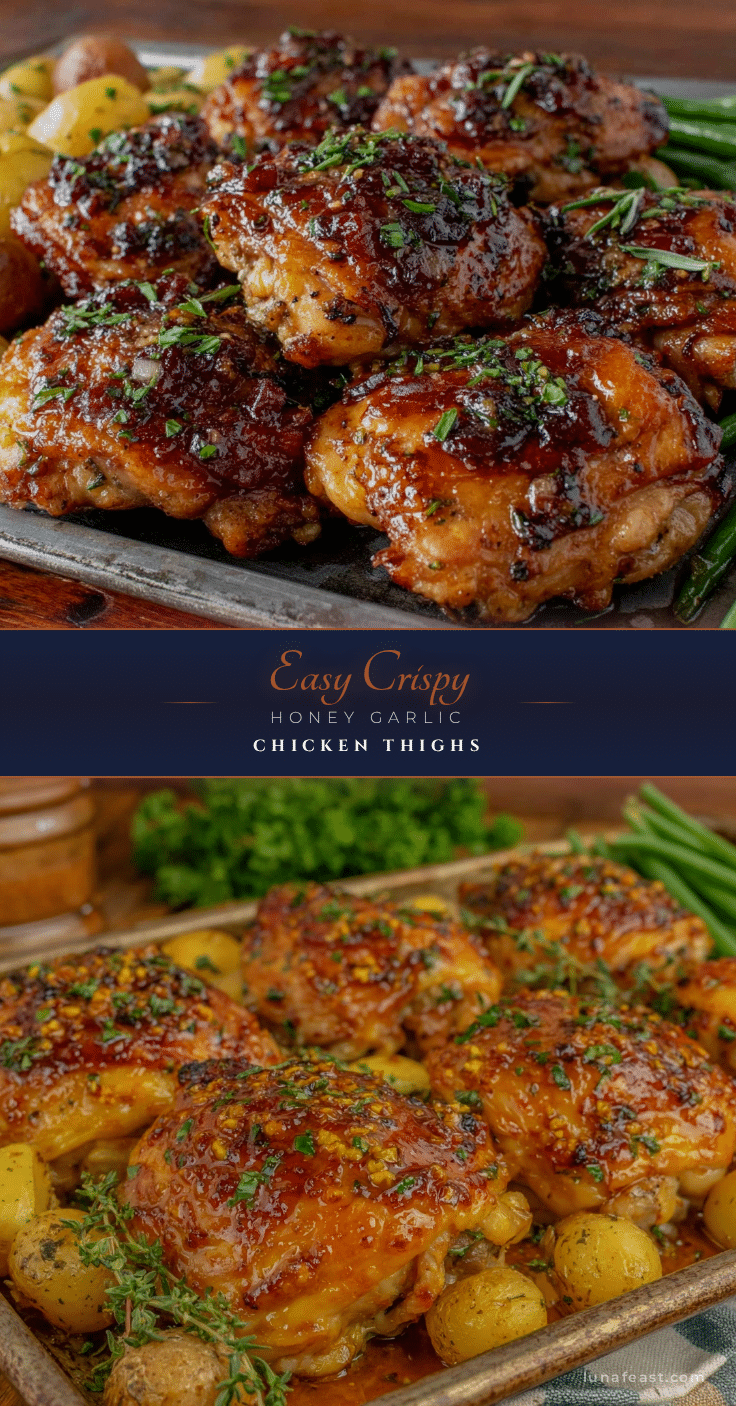 crispy sheet pan honey garlic chicken thighs recipe