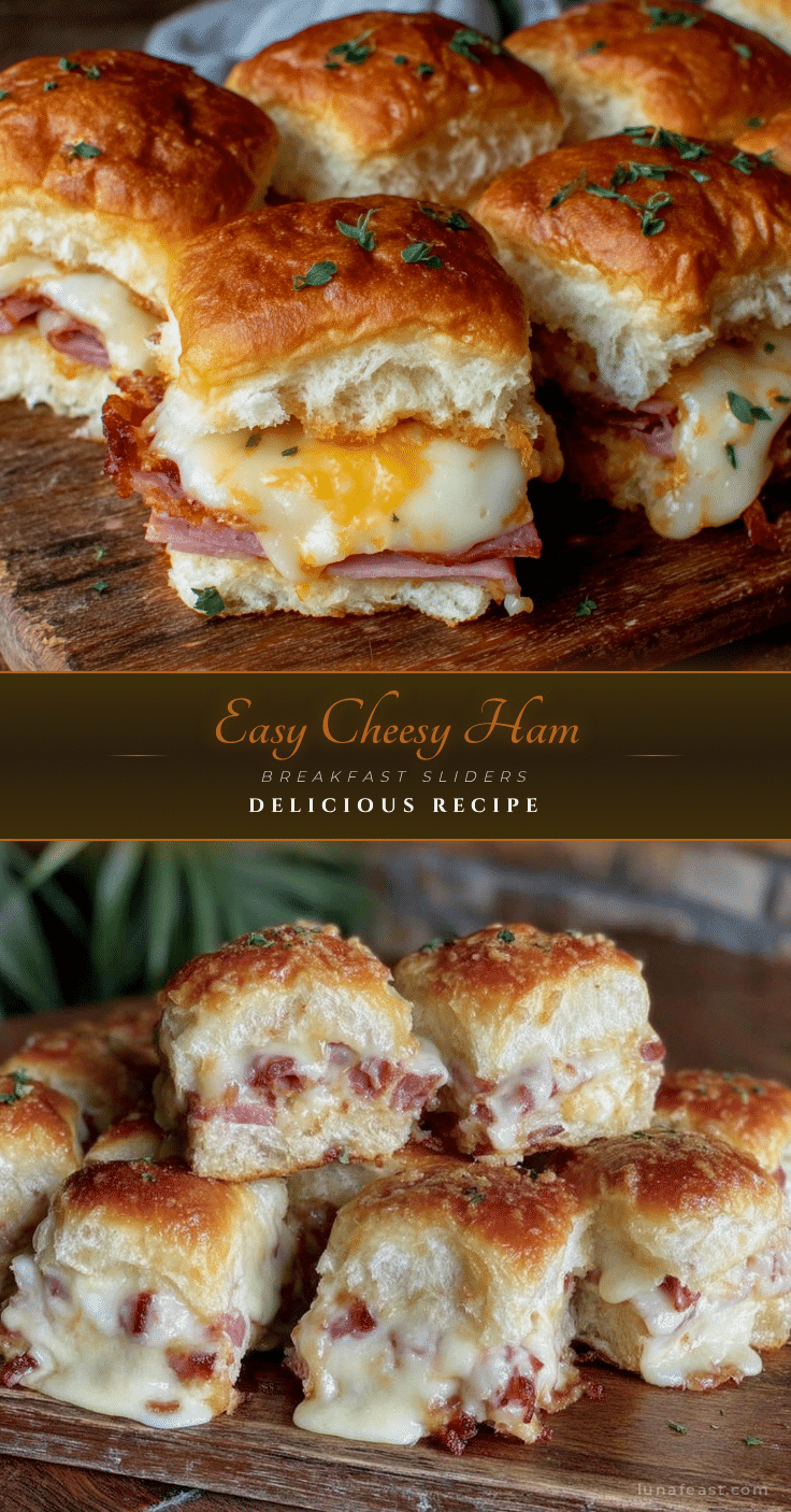 easy cheesy ham and cheese breakfast sliders recipe