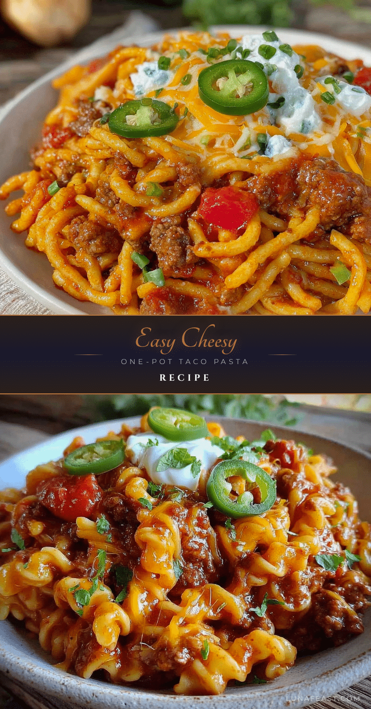 easy cheesy one-pot taco pasta recipe
