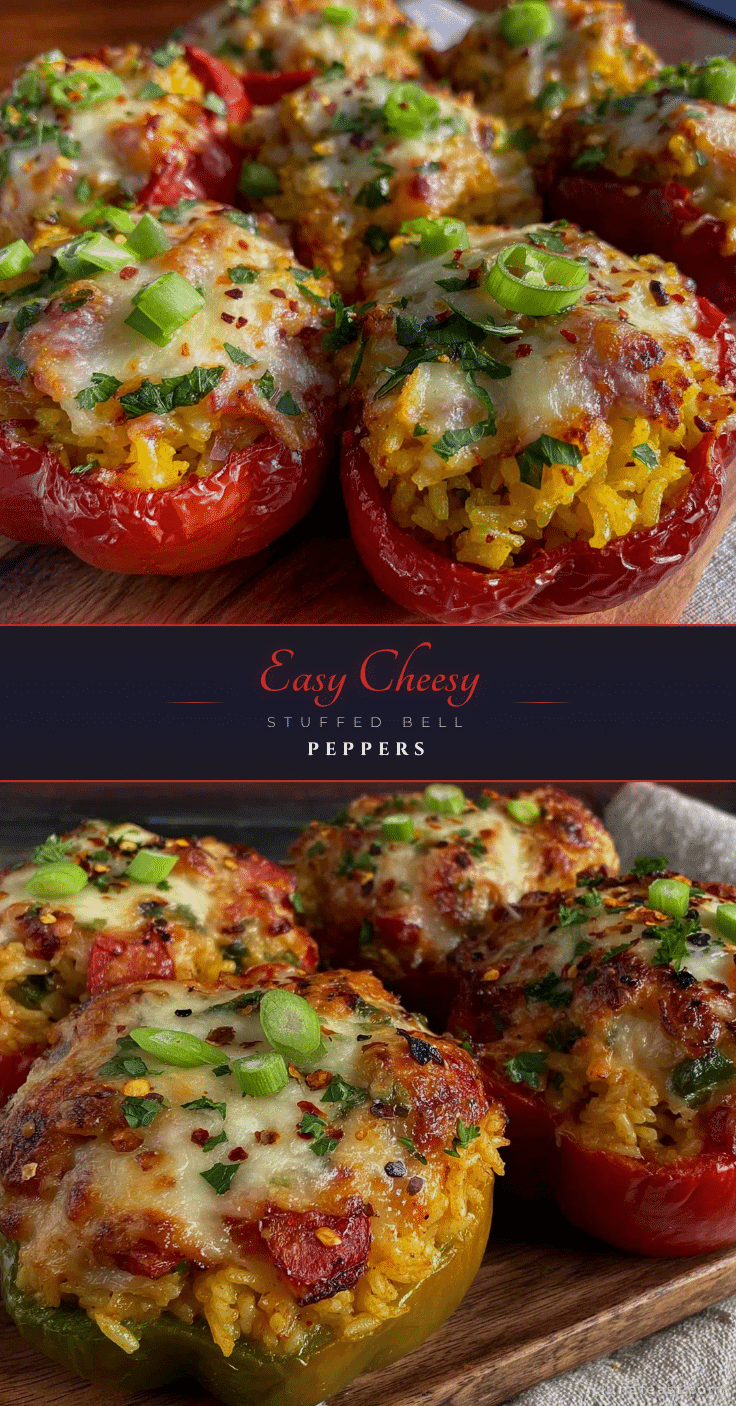 easy cheesy stuffed bell peppers with rice recipe