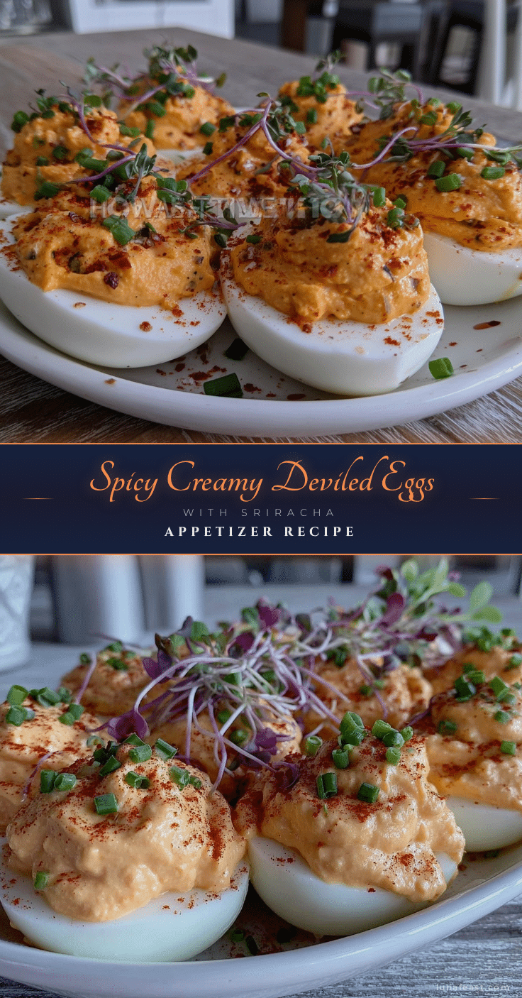Flavorful Deviled Eggs with Spicy Sriracha Mayo recipe