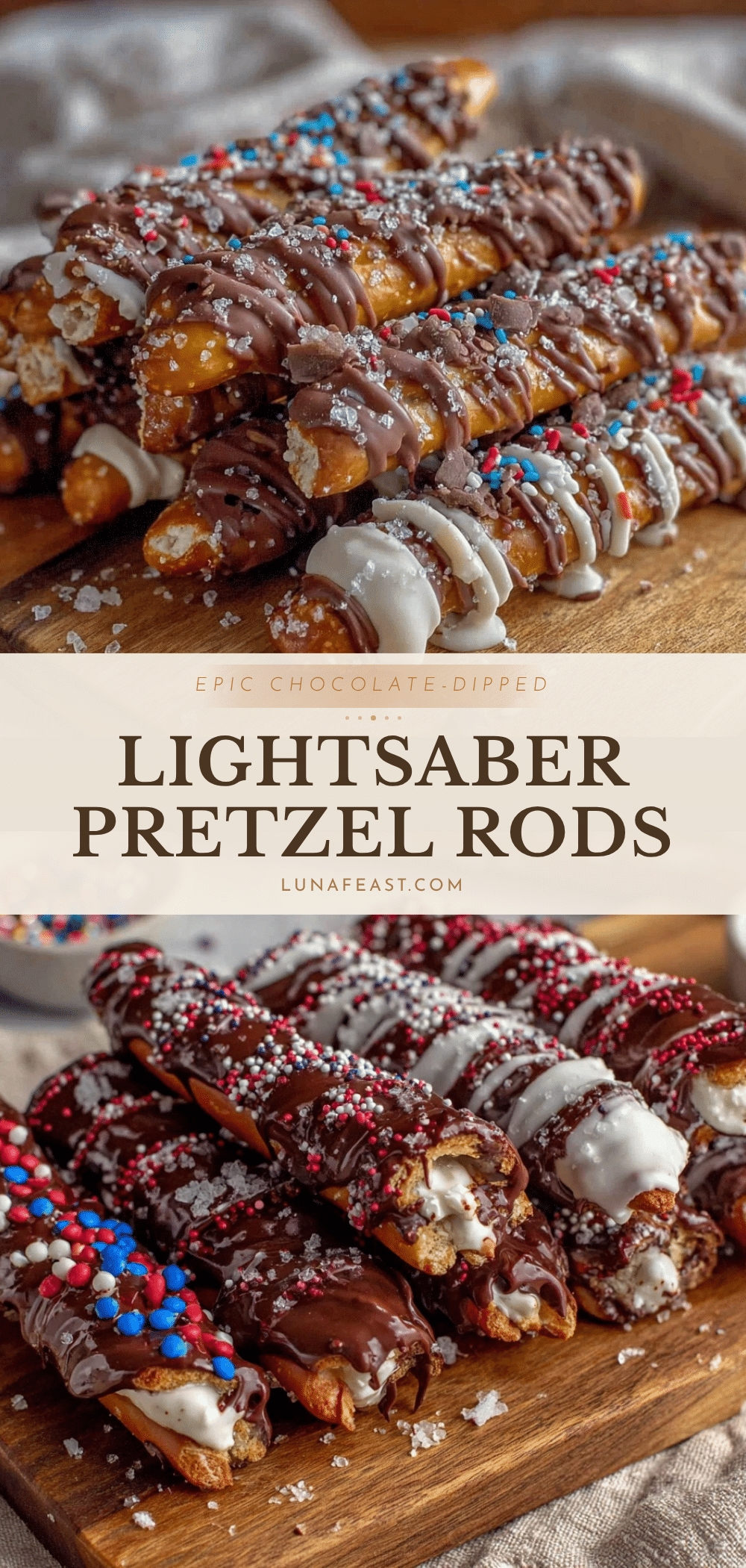 chocolate lightsaber pretzel rods recipe