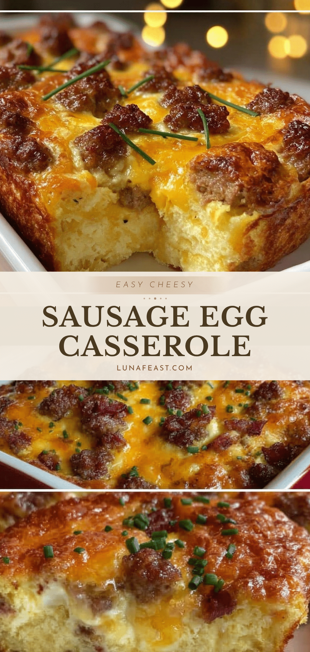 easy cheesy sausage egg and cheese breakfast casserole recipe