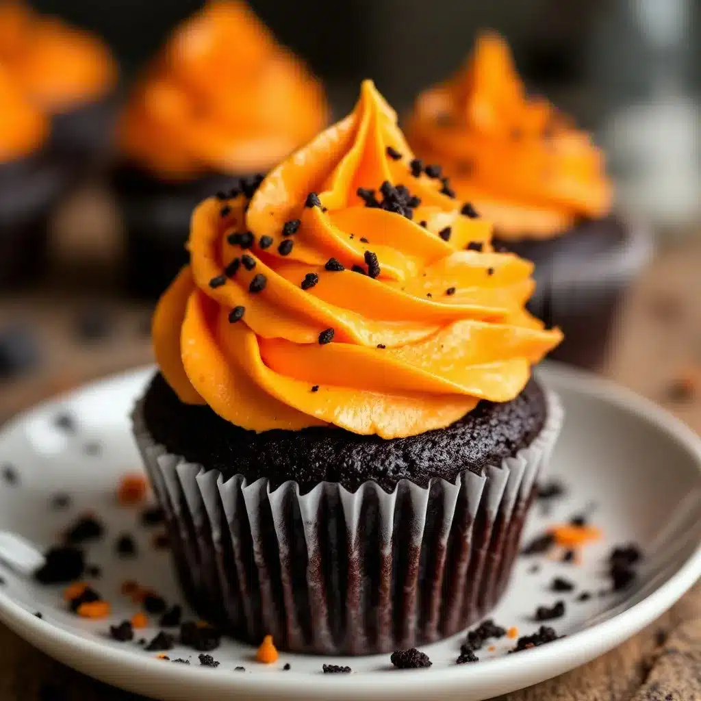 black velvet Halloween cupcakes preparation steps