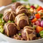chocolate peanut butter protein balls - featured image