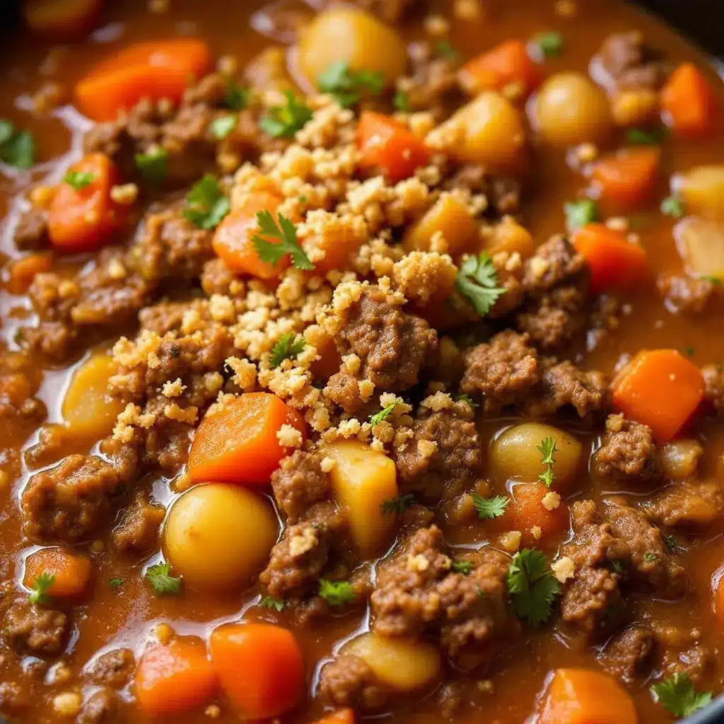 cozy slow cooker ground beef and vegetable soup preparation steps