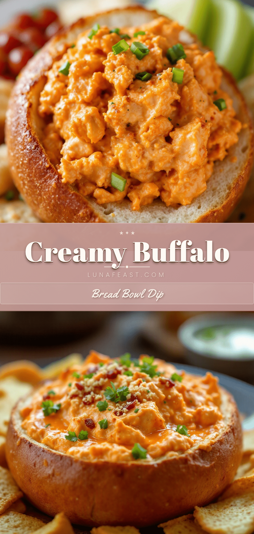 creamy buffalo chicken dip bread bowl recipe