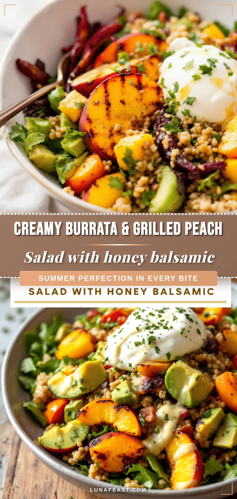 creamy grilled peach and burrata salad with honey balsamic recipe