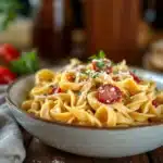 creamy italian pasta salad with pepperoni - featured image