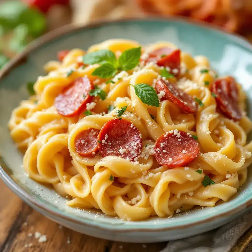 creamy italian pasta salad with pepperoni preparation steps