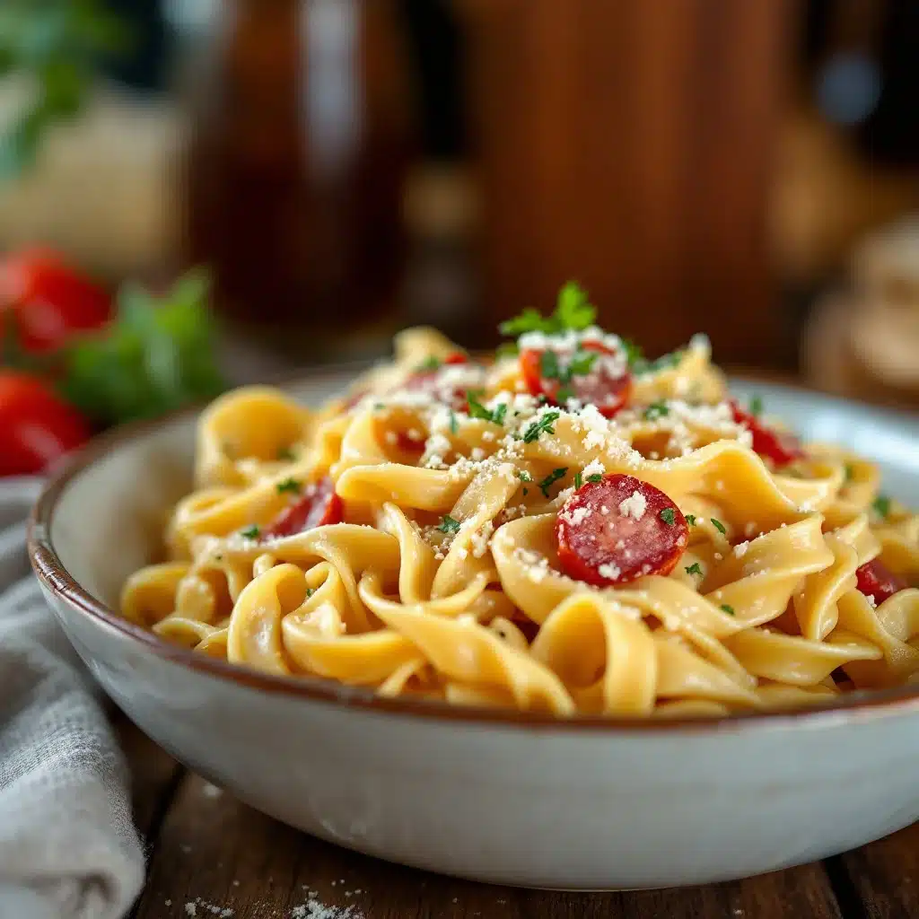 creamy italian pasta salad with pepperoni - featured image