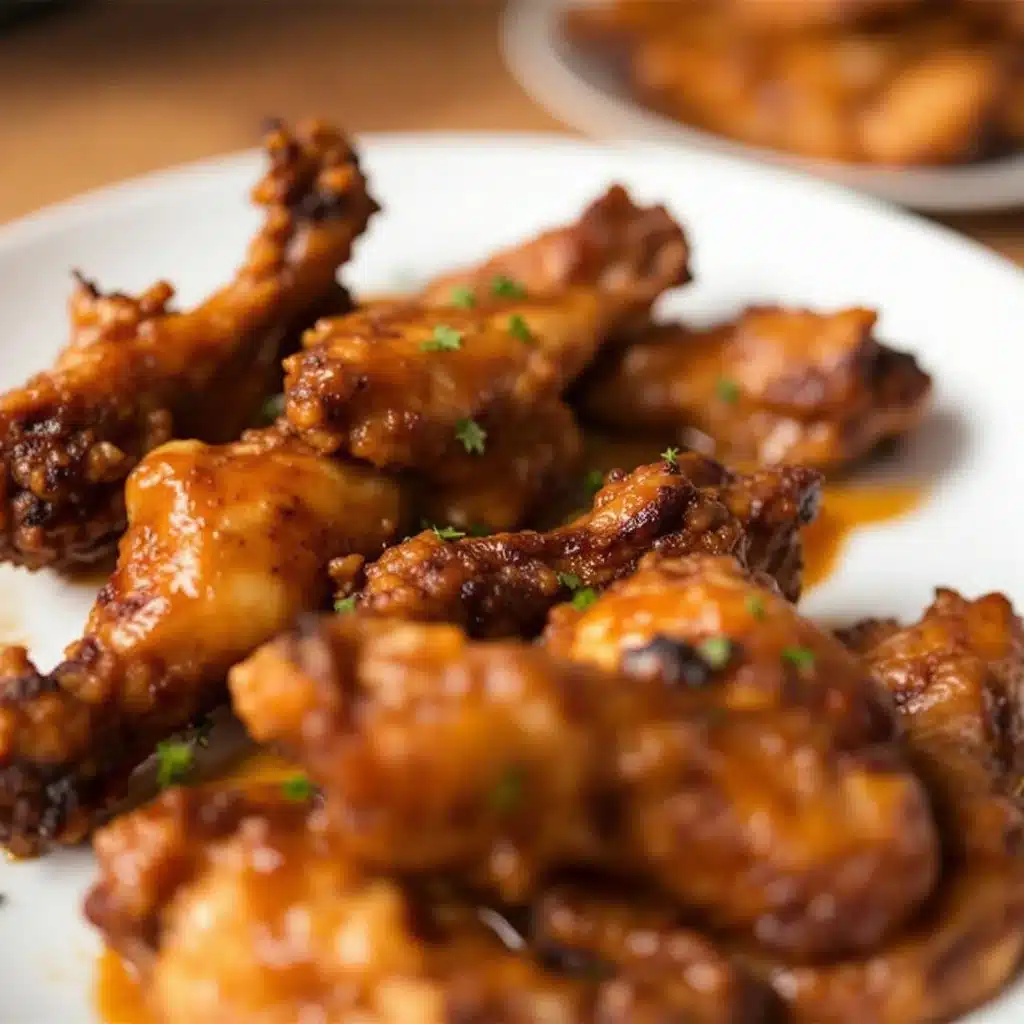 crispy air fryer honey garlic chicken wings - featured image