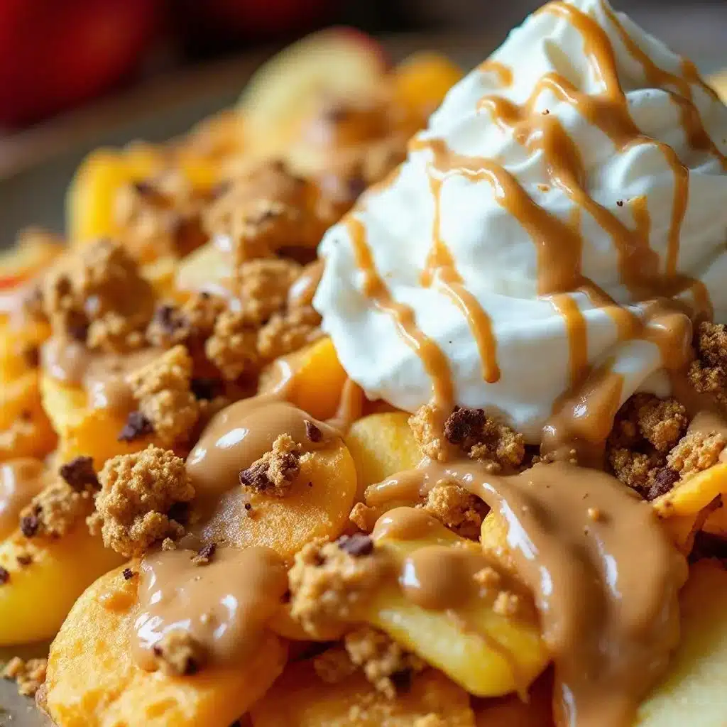 easy apple nachos with peanut butter drizzle - featured image