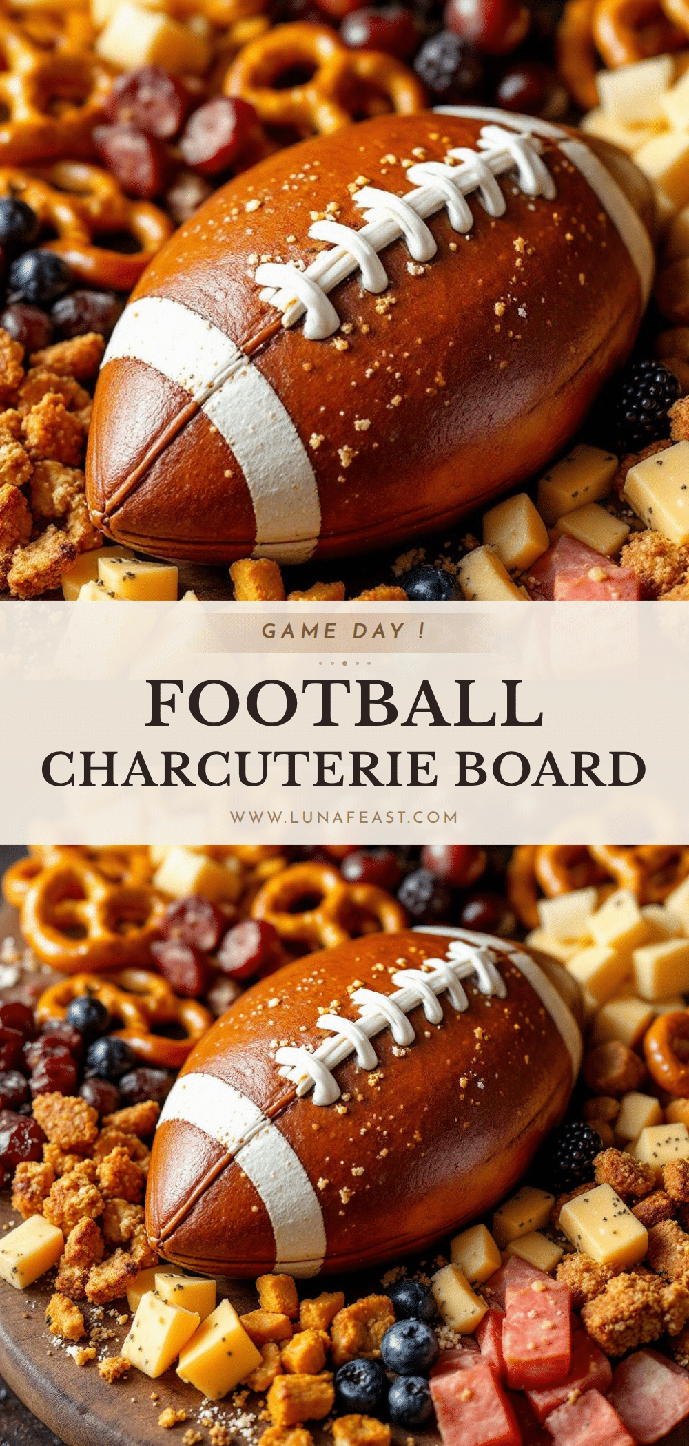 easy football charcuterie board with pretzels and cheese recipe