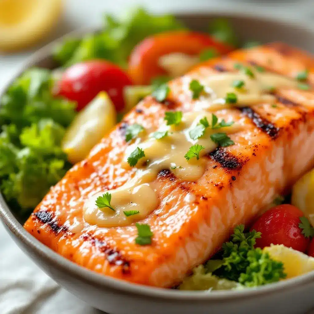 grilled salmon with lemon garlic butter preparation steps