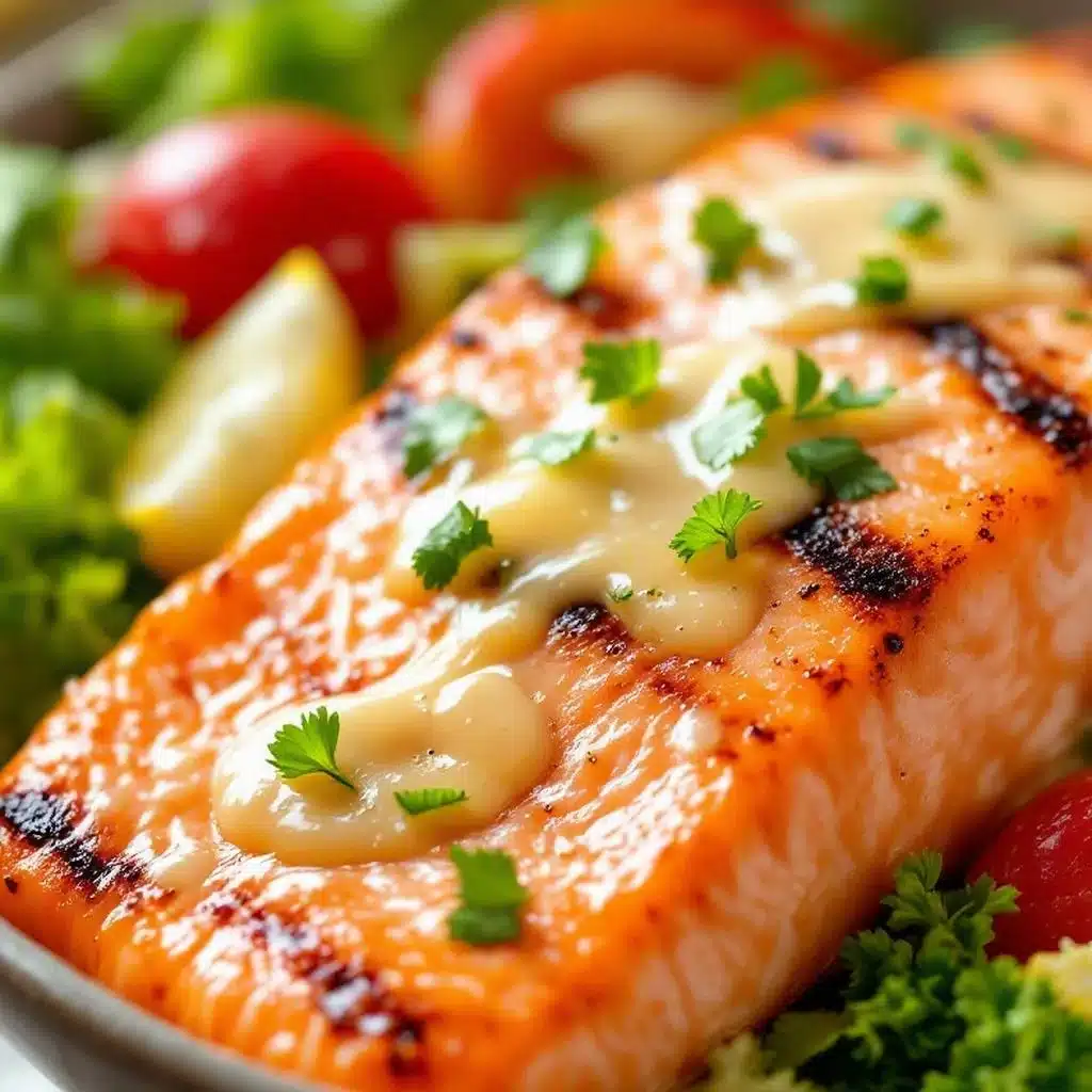 grilled salmon with lemon garlic butter - featured image