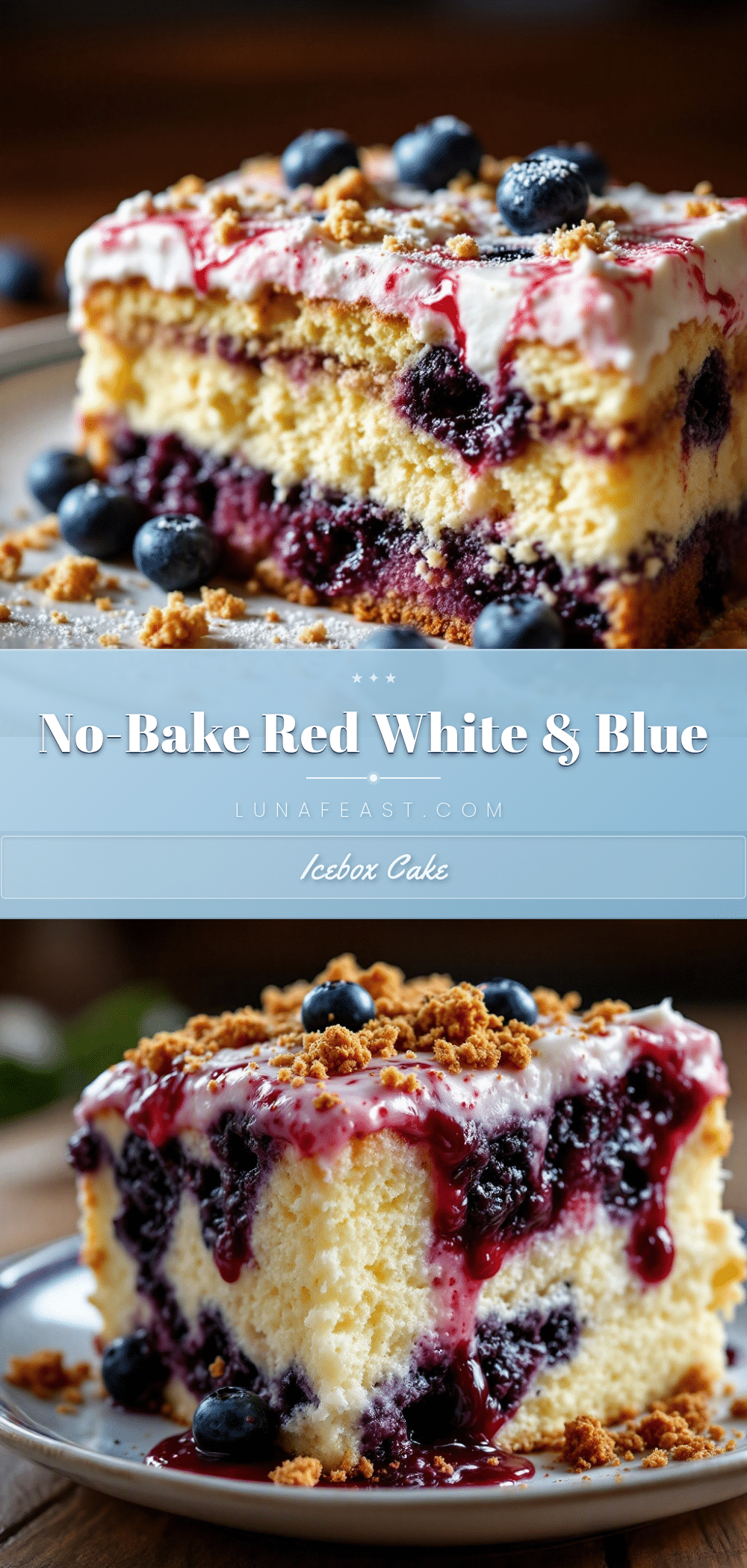 red white and blueberry icebox cake recipe