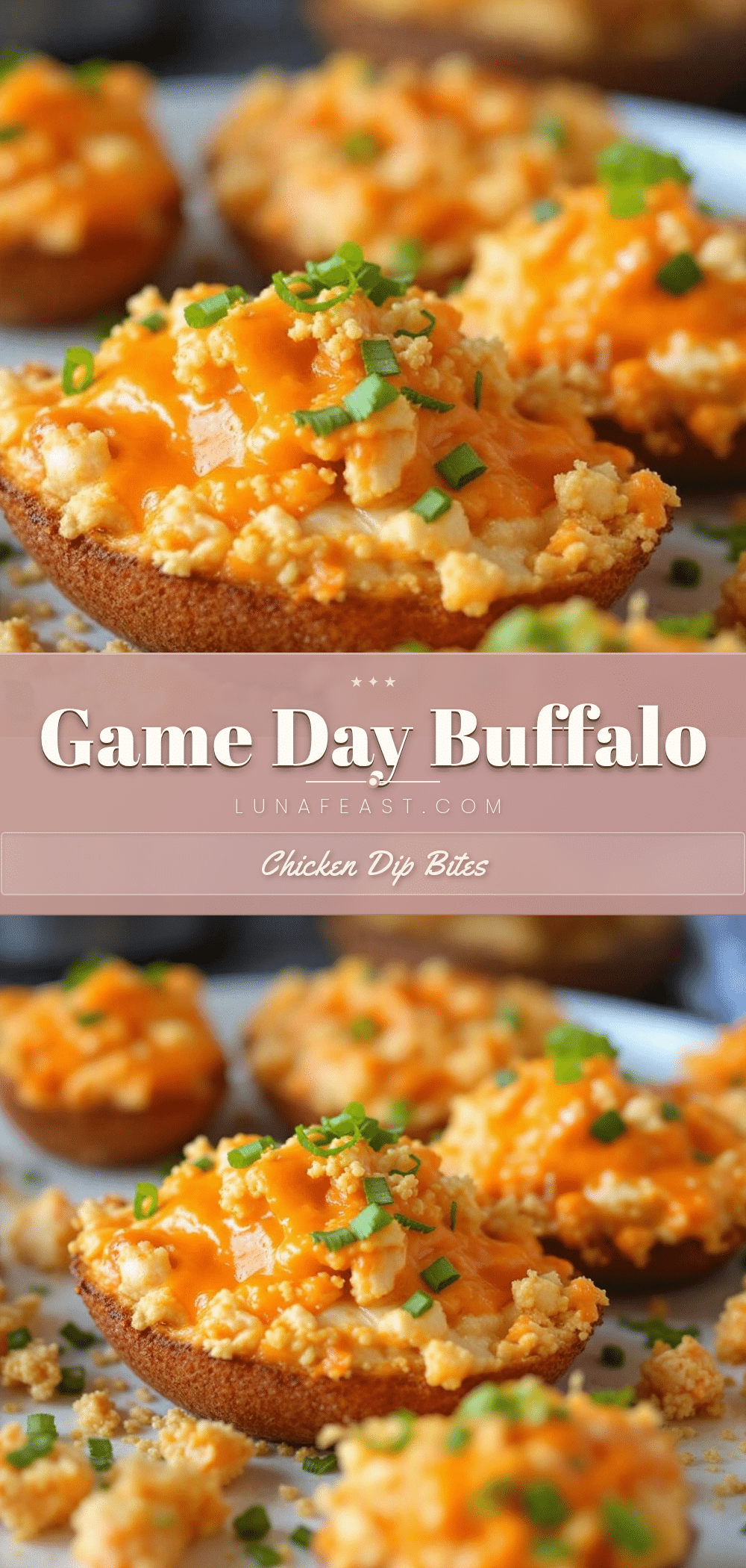 buffalo chicken dip football bites recipe