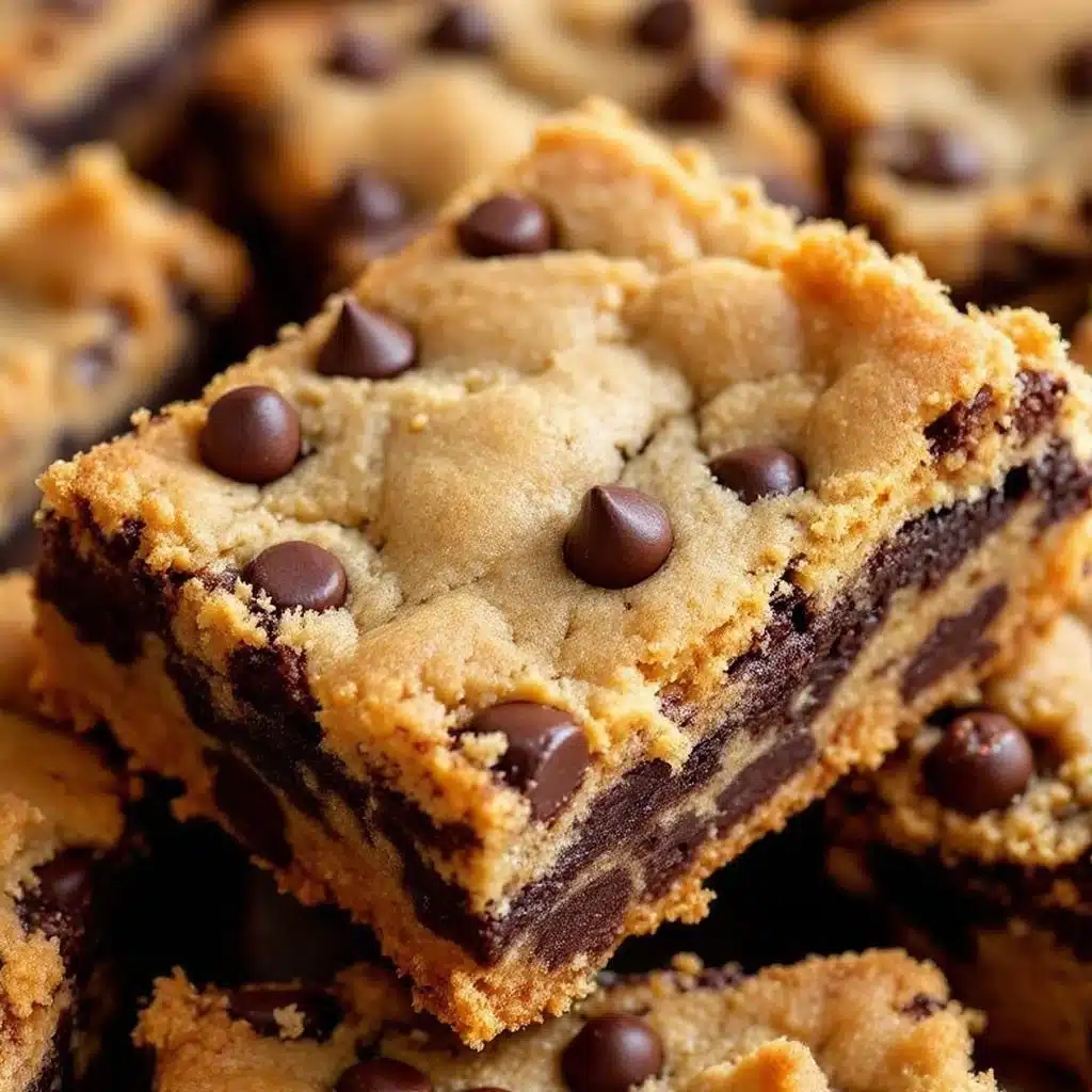chewy gooey chocolate chip cookie bars - featured image