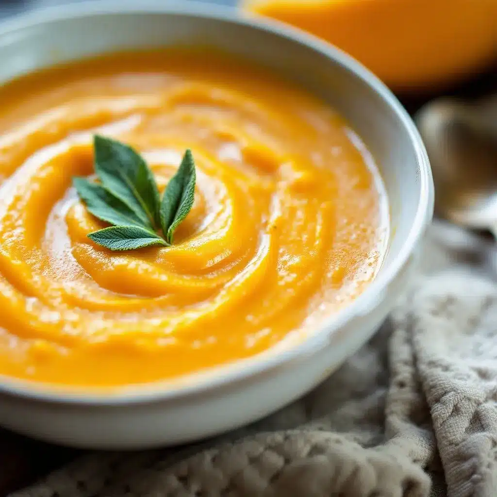 cozy creamy butternut squash soup with sage preparation steps