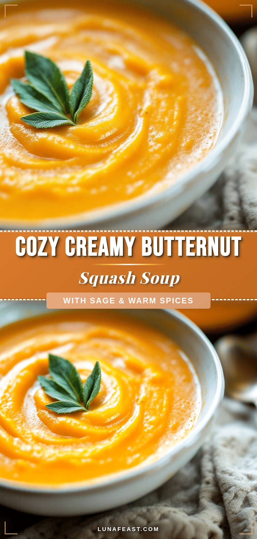 cozy creamy butternut squash soup with sage recipe
