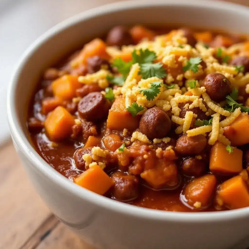 cozy crockpot chili with roasted pumpkin preparation steps