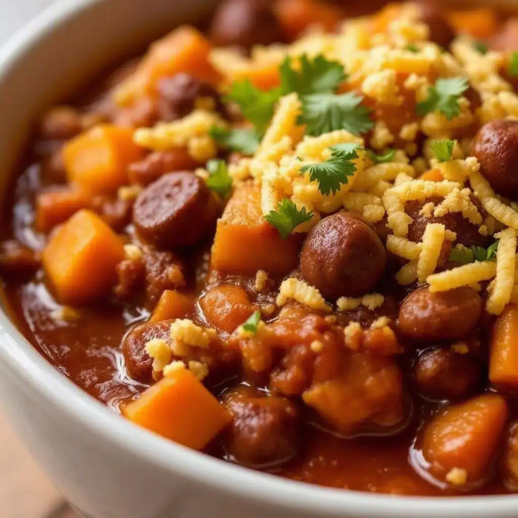 cozy crockpot chili with roasted pumpkin - featured image
