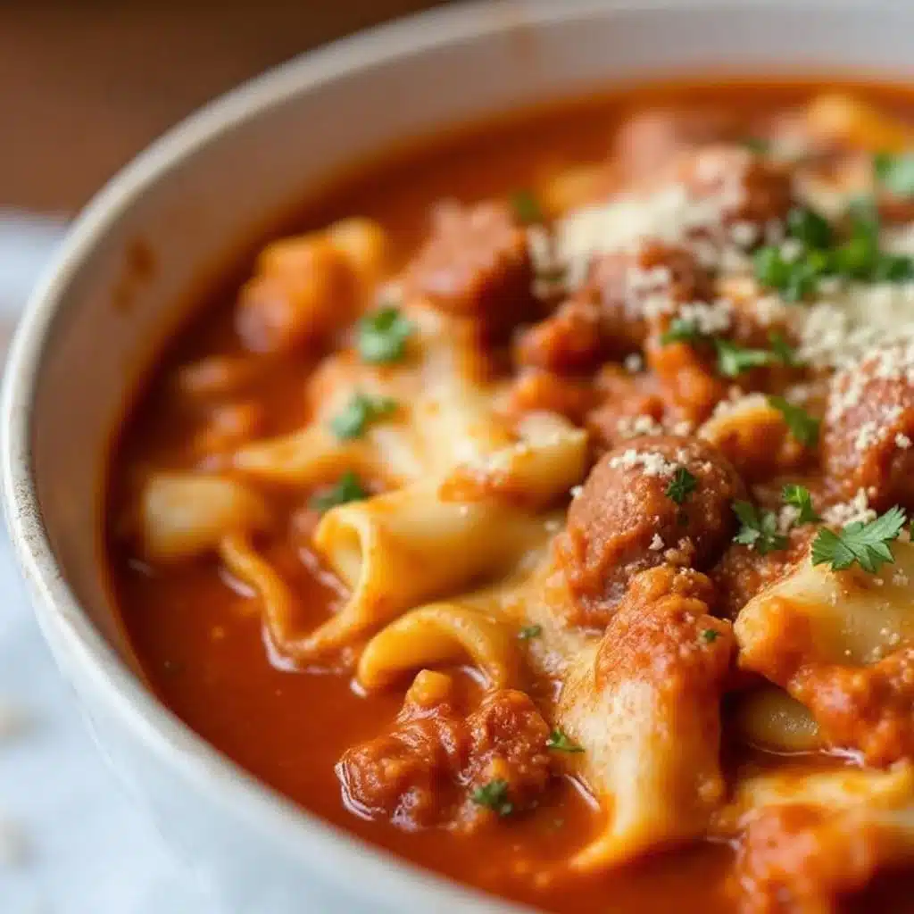 cozy lasagna soup with Italian sausage - featured image