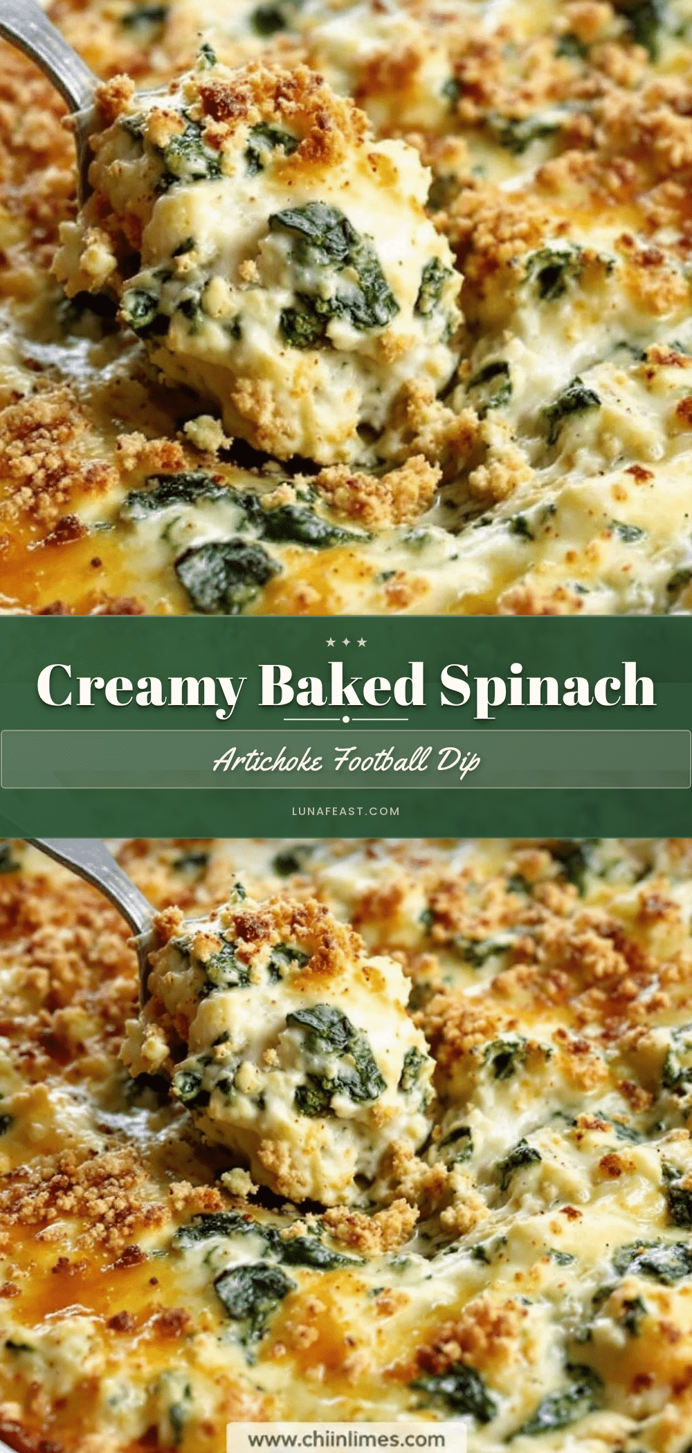creamy baked spinach artichoke football dip recipe