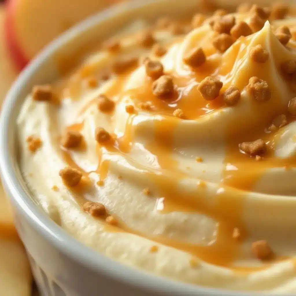 creamy caramel apple cheesecake dip - featured image