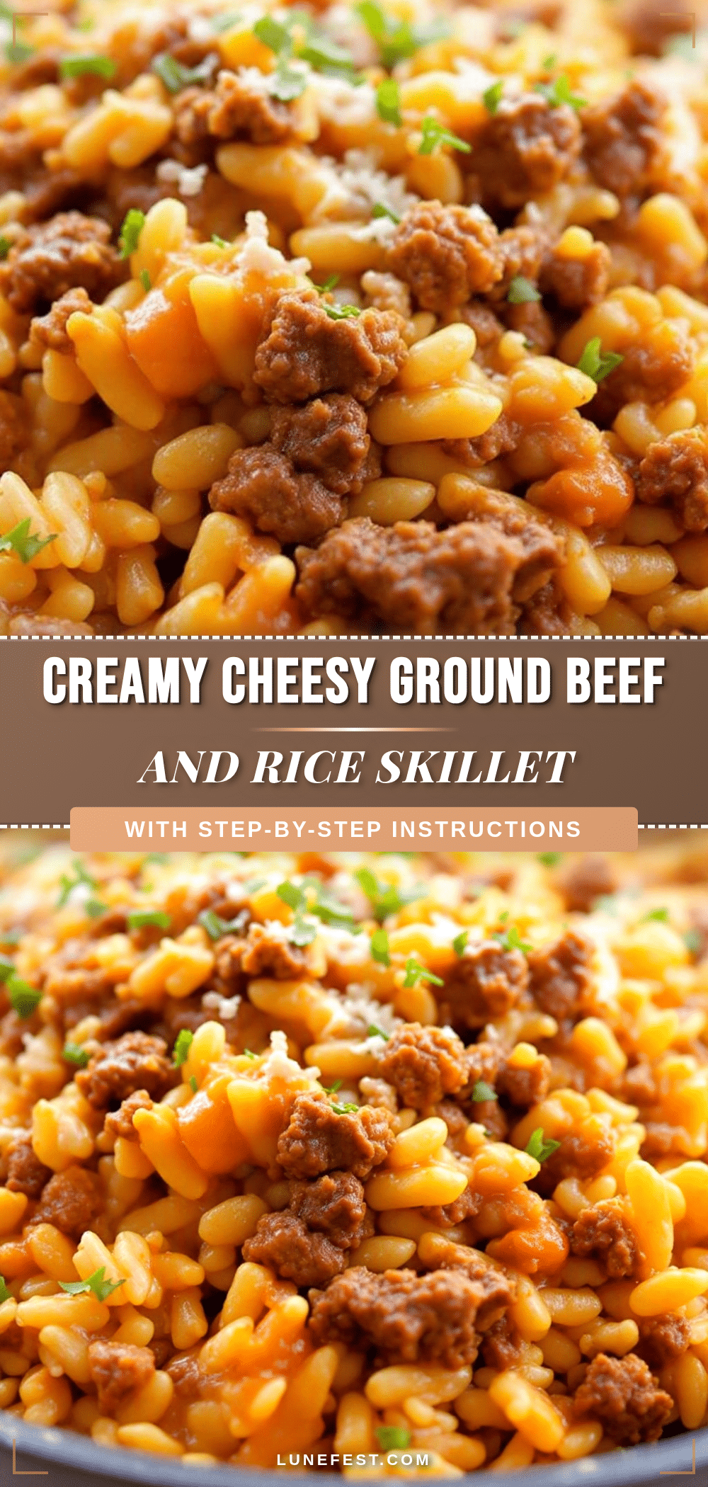 creamy cheesy ground beef and rice skillet recipe