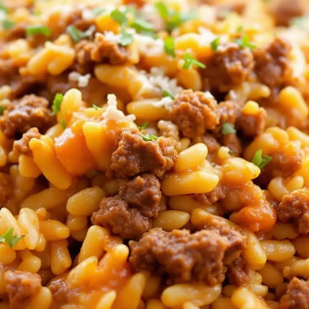 creamy cheesy ground beef and rice skillet - featured image