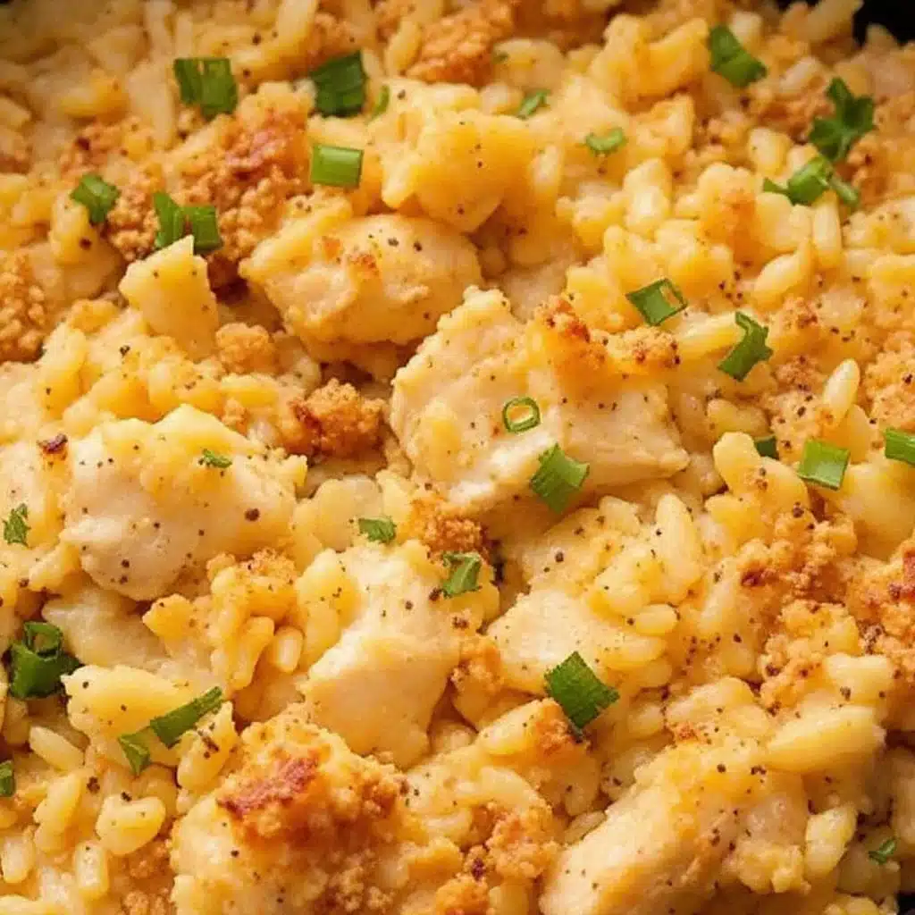 creamy crockpot chicken and rice casserole - featured image