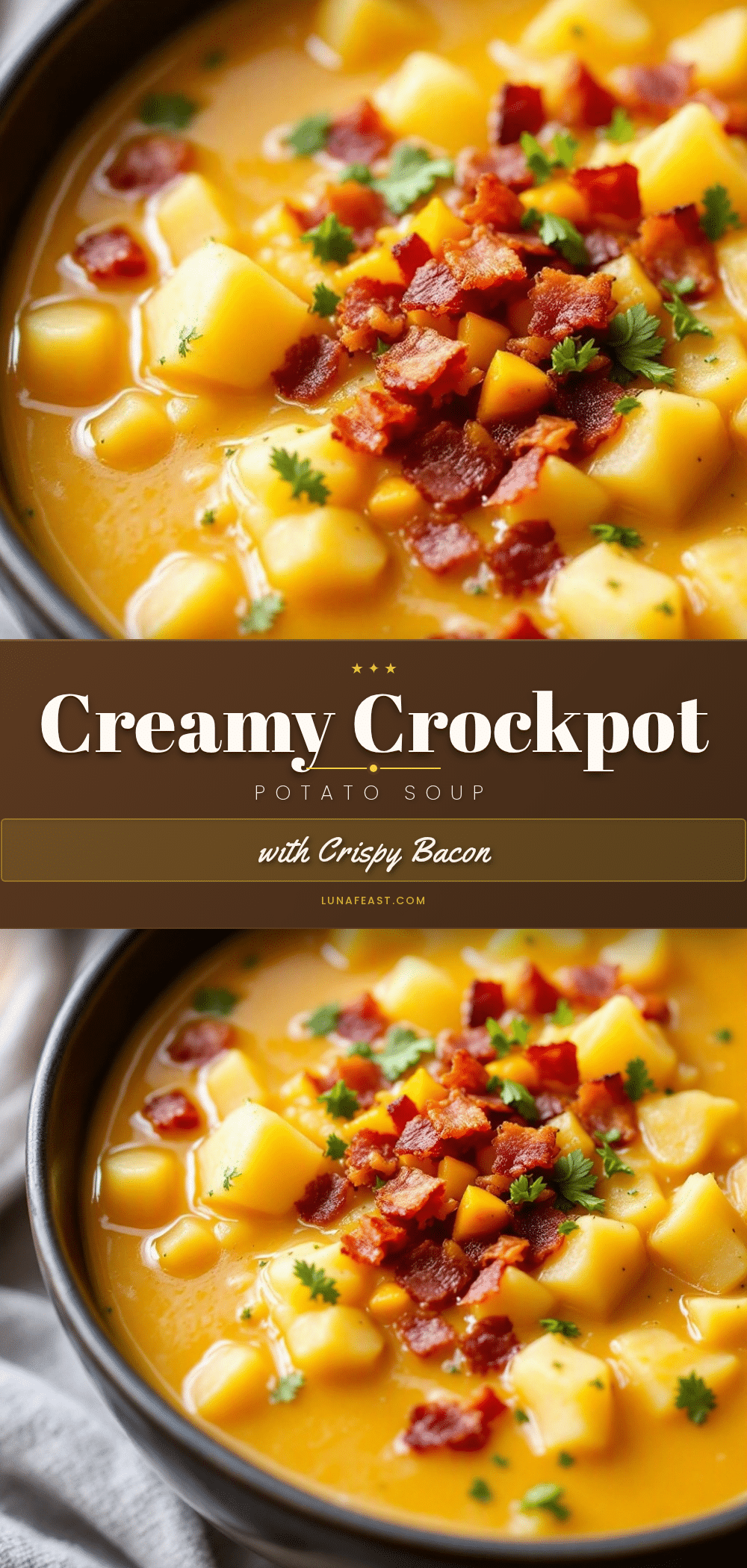 creamy crockpot potato soup with crispy bacon recipe