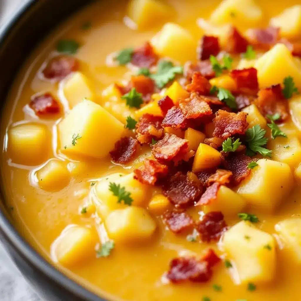 creamy crockpot potato soup with crispy bacon - featured image