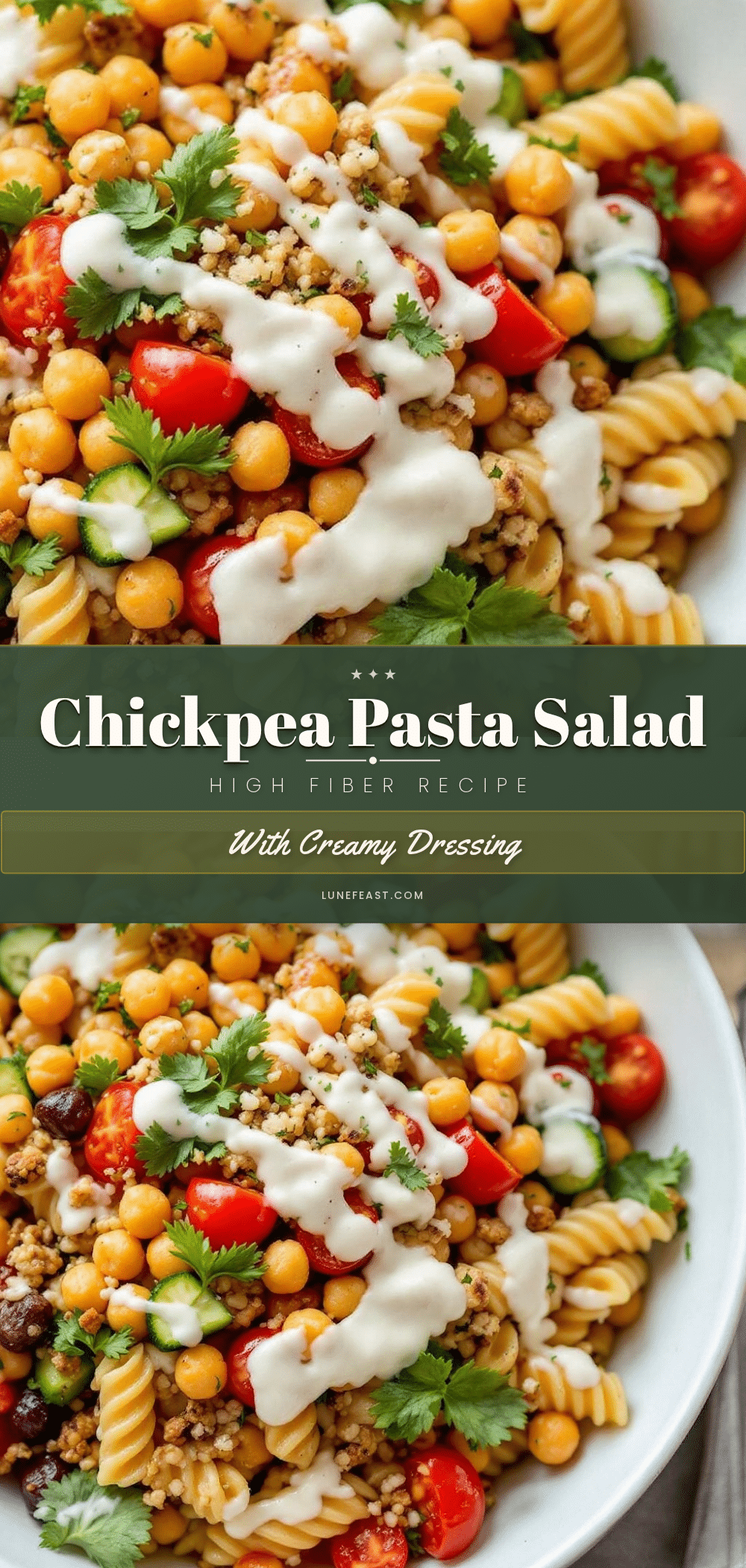 creamy high-fiber chickpea pasta salad recipe