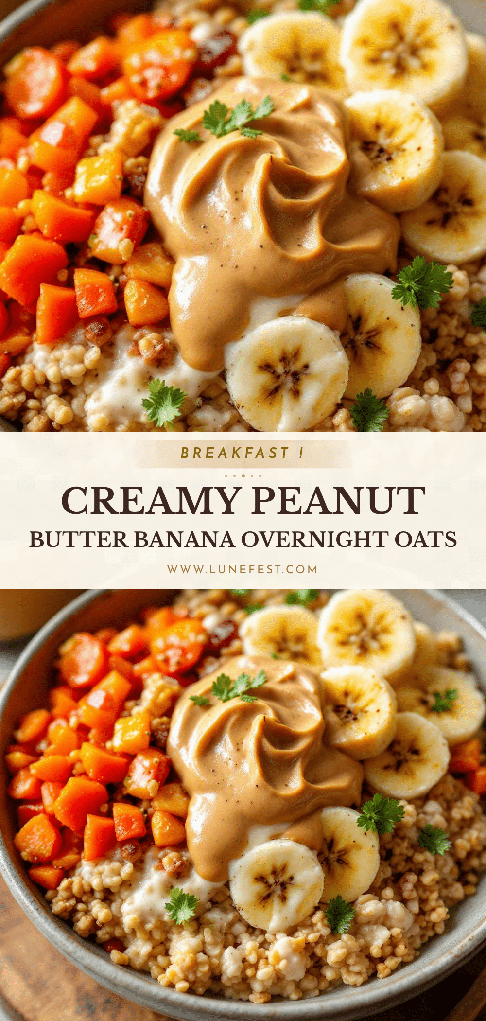 creamy peanut butter banana overnight oats recipe
