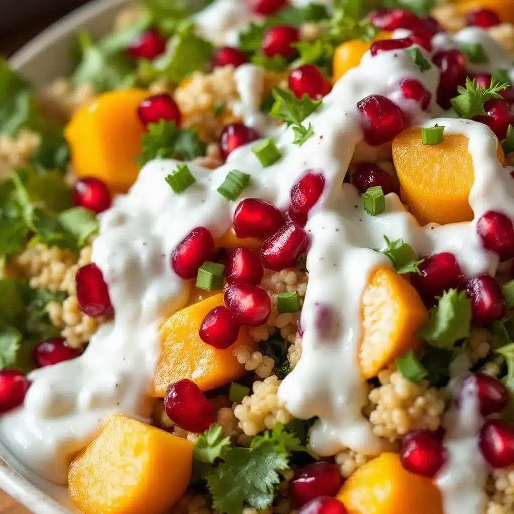 creamy persimmon and pomegranate fall salad - featured image