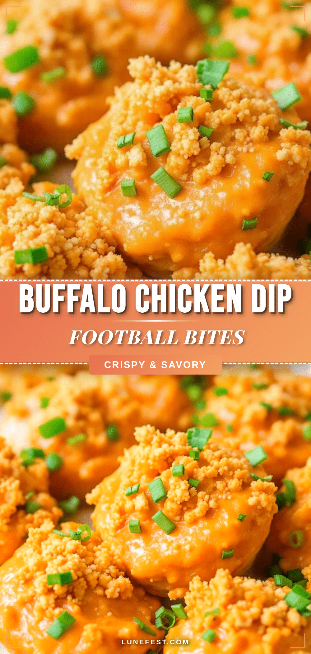 Crispy Buffalo Chicken Dip Football Bites recipe