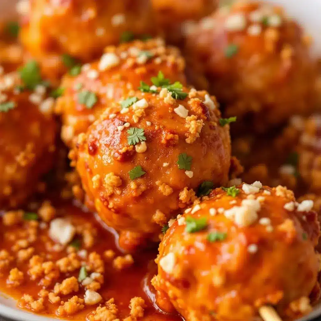 crispy buffalo chicken meatball skewers preparation steps